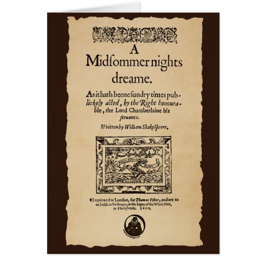 Front Piece to the A Midsummer Nights Dream Quarto Cards (Front)