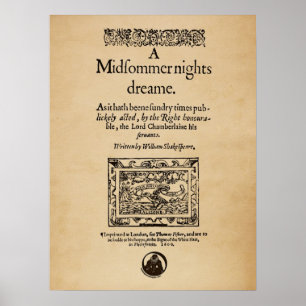 Front Piece to the A Midsummer Nights Dream Quarto Poster