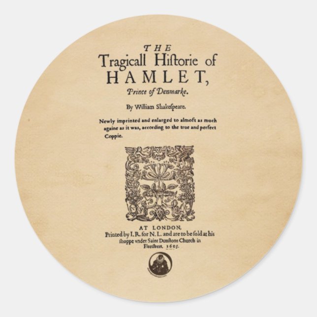 Front Piece to the Hamlet Quarto (1605 version) Classic Round Sticker (Front)