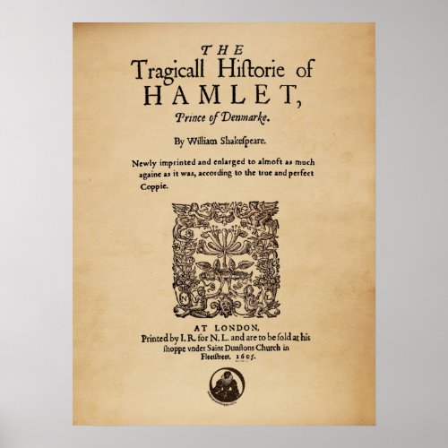 Front Piece to the Hamlet Quarto 1605 version Poster
