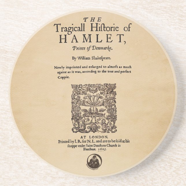 Front Piece to the Hamlet Quarto (1605 version) Sandstone Coaster (Front)