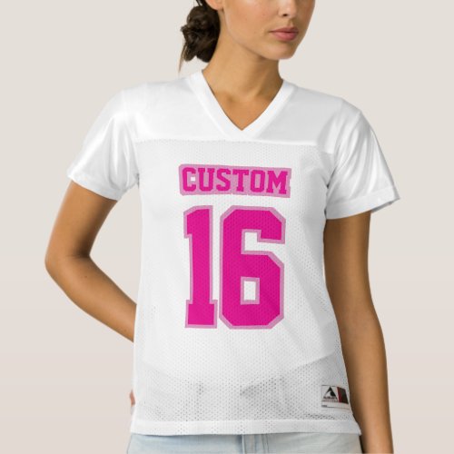 Front PINK WHITE Womens Football Jersey