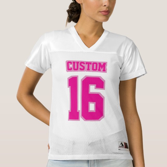 Front PINK WHITE Womens Football Jersey (Front)