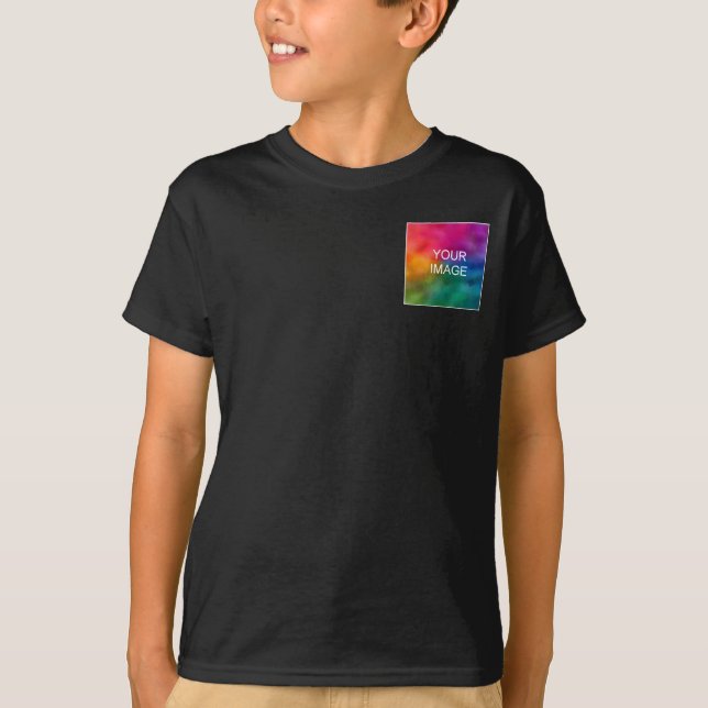 Front Pocket Design Add Image Black Template Boys T-Shirt (Front)