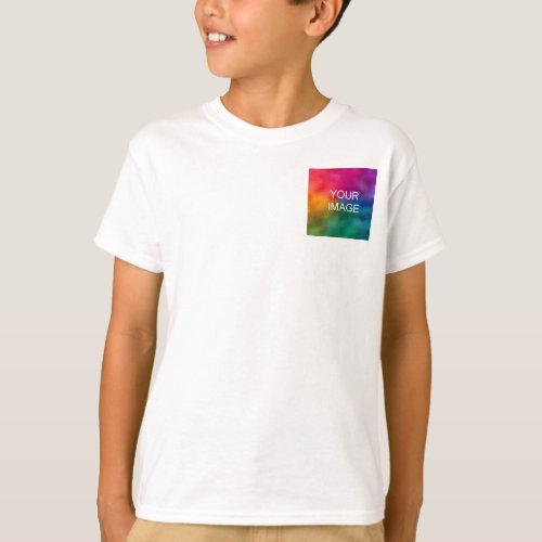 Front Pocket Design Add Image White Template Kids T_Shirt