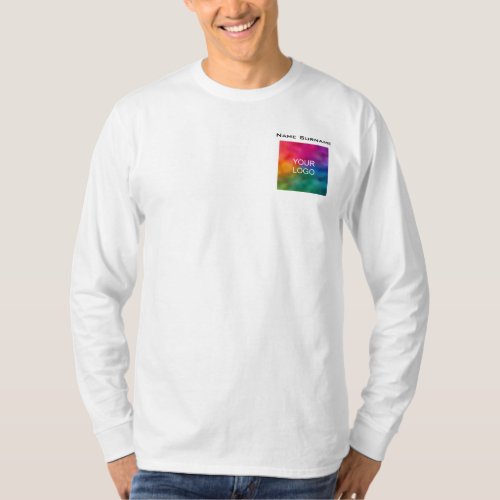 Front Pocket Design Business Logo Mens Long Sleeve T_Shirt