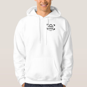 Front pocket +optional Back, Business logo White Hoodie