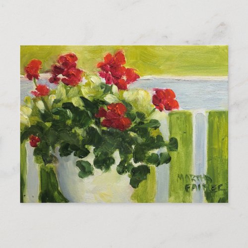 Front Porch Geraniums Postcard