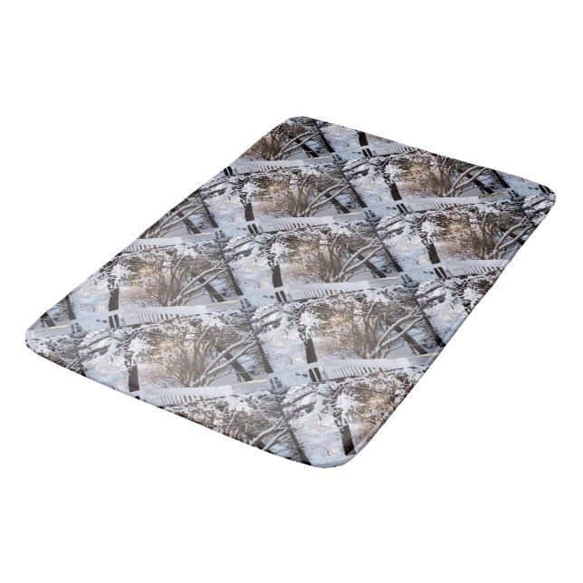 Front Porch Winter Scene Bath Mat (Angled)