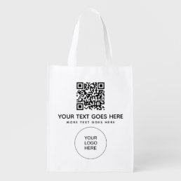 Front Print Custom Logo Here QR Code Template Grocery Bag