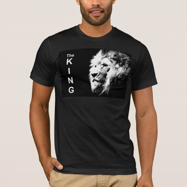 Front Print The King Pop Art Lion Head Mens Modern T-Shirt (Front)