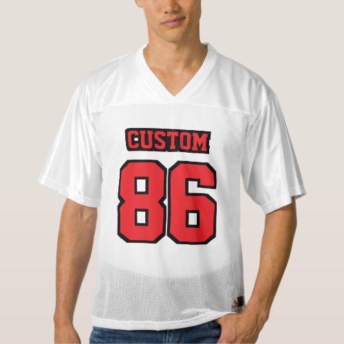 Front RED BLACK WHITE Mens Football Jersey