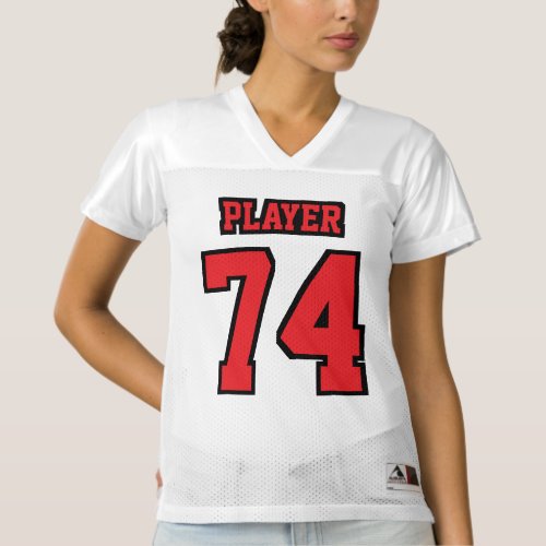 Front RED BLACK WHITE Womens Football Jersey