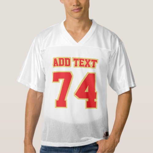 Front RED OLD GOLD WHITE Mens Football Jersey