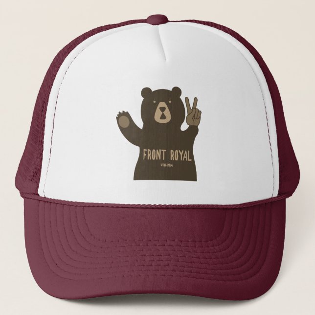 Front Royal Virginia Peace Bear Trucker Hat (Front)