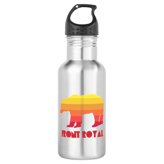 Front Royal Virginia Rainbow Bear Stainless Steel Water Bottle (Front)