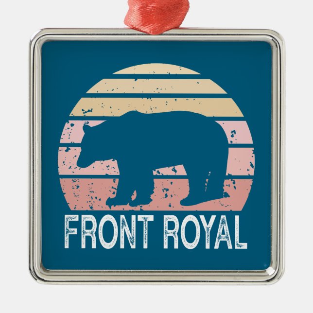 Front Royal Virginia Retro Bear Metal Ornament (Front)