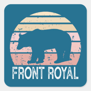 Front Royal Virginia Retro Bear Square Sticker