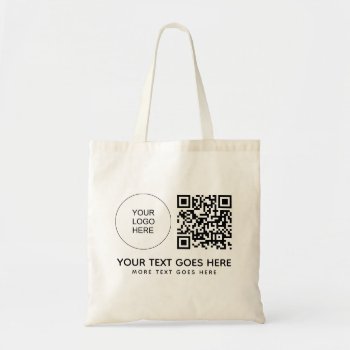 Front Side Print Company Logo Qr Code Grocery Tote Bag by art_grande at Zazzle