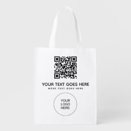 Front Side Print Custom Logo Here QR Code Barcode Grocery Bag