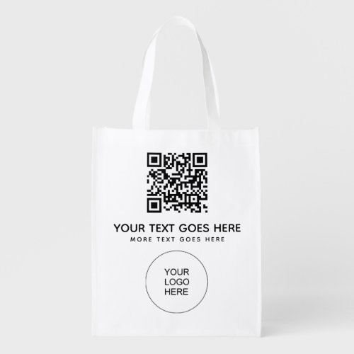 Front Side Print Custom Logo Here QR Code Barcode Grocery Bag