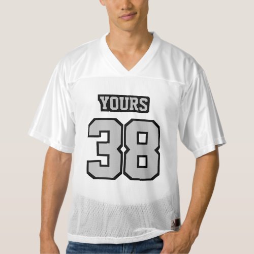 Front SILVER GRAY BLACK WHITE Mens Football Jersey
