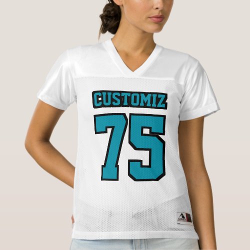 Front TEAL BLACK WHITE Womens Football Jersey