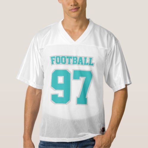 Front TURQUOISE SILVER WHITE Mens Football Jersey