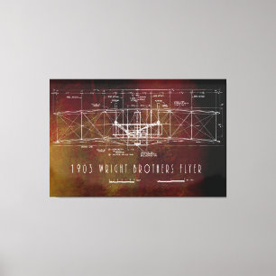 Front View Blueprint First Manned Flight Aircraft Canvas Print