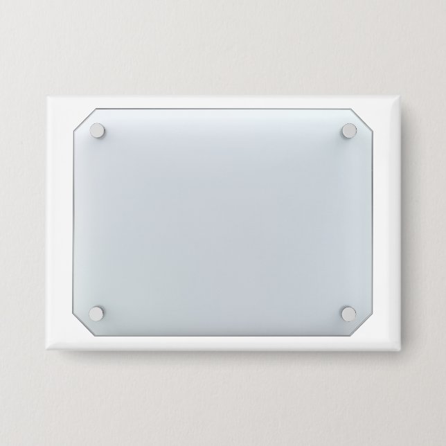 Front view of transparent glass signboard button (Front)