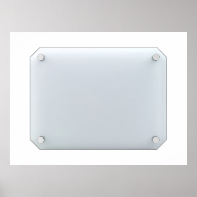 Front view of transparent glass signboard poster (Front)