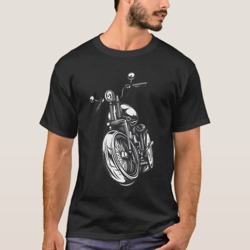 Front View Vintage Motorcycle Design T_Shirt
