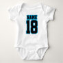Front WHITE BLACK BLUE One Piece Football Jersey Baby Bodysuit