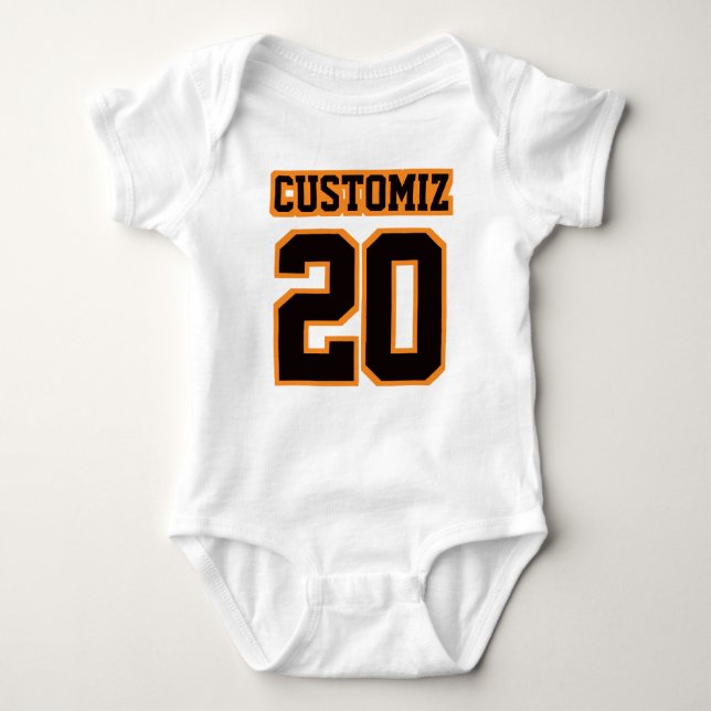 Front WHITE BLACK ORANGE Bodysuit Football Jersey (Front)