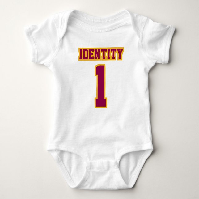 Front WHITE BURGUNDY GOLD Romper Football Jersey (Front)
