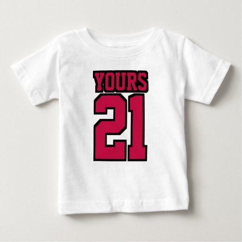 Front WHITE CRIMSON RED BLACK One Piece Jersey Baby T_Shirt