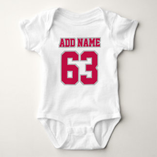 Front WHITE CRIMSON SILVER Tutu Football Jersey Baby Bodysuit