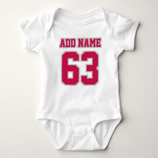Front WHITE CRIMSON SILVER Tutu Football Jersey Baby Bodysuit (Front)
