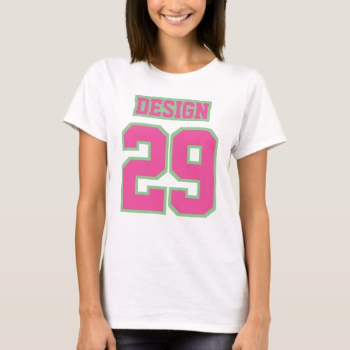 Front WHITE PINK GREEN Womens Basic Cotton TShirt