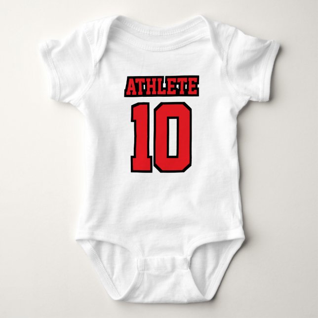 Front WHITE RED BLACK Bodysuit Football Jersey (Front)