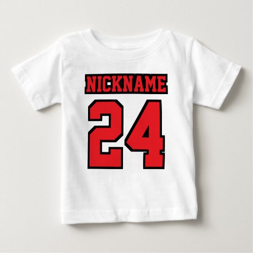 Front WHITE RED BLACK Dress Football Jersey Baby T_Shirt
