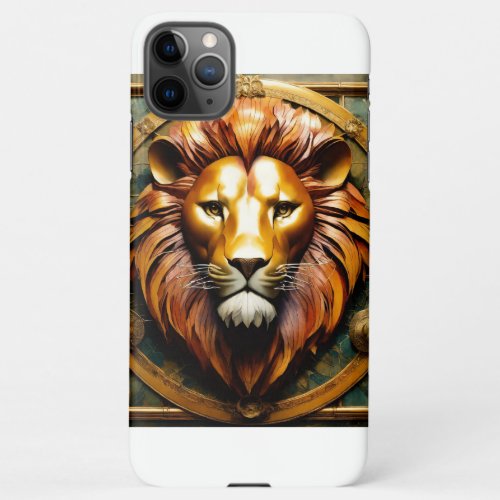 Frontal portrait of the anatomy of a lion head mad iPhone 11Pro max case