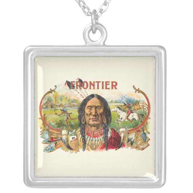 Frontier Cigar Advertising Silver Plated Necklace (Front)