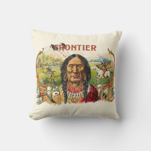 Frontier Cigar Advertising Throw Pillow (Front)