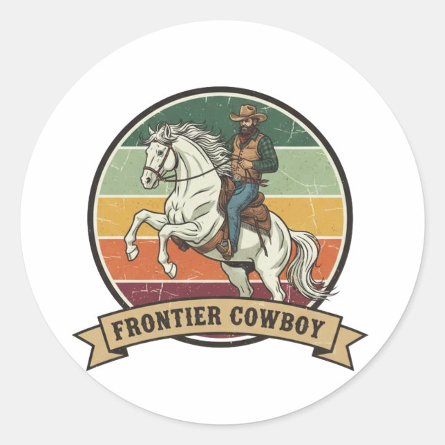 Frontier Cowboy Spirit Classic Round Sticker (Front)