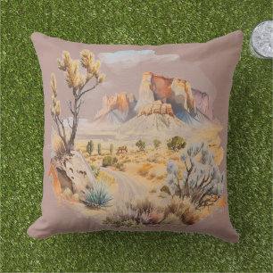 Frontier Desert Tetons Outdoor Pillow