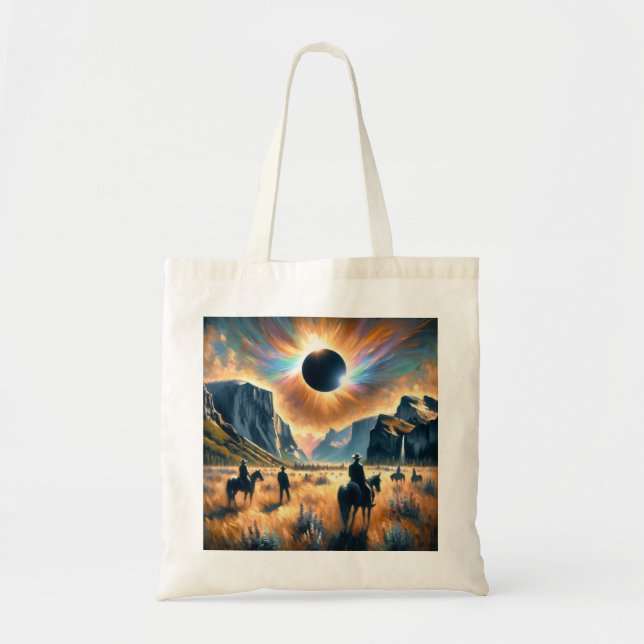 Frontier Eclipse: Western Landscape Tote Bag (Front)