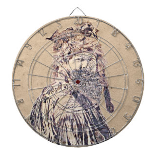 Frontier Man Pen and Ink Portrait Dartboard With Darts
