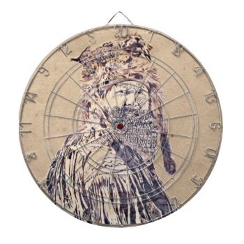 Frontier Man Pen And Ink Portrait Dartboard With Darts by NotionsbyNique at Zazzle