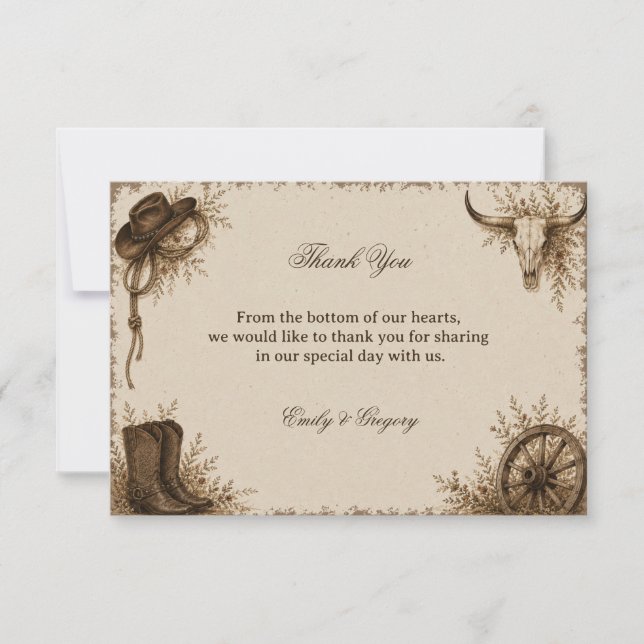 Frontier Prairie  Rustic Thank You Card (Front)